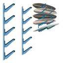 Multi Board Surf Rack Wall Mount for Surfboard, Wakeboard, Snowboard Storage, Adjustable Wall Hangers Boards Display (4 Level, Blue)