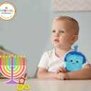 Mini Multicolor Hanukkah Menorah, 5" Inch Children Wooden Chanukah Menorah Set with Removable Wooden Candles, 3" Inch Dreidel, and Gelt Coins (Single)