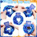 Suncalla 45 Pcs Blue Dog Theme Party Favor Blue and Orange Paw Print Bracelet and Scrunchie Bulk Cartoon Thank You Gift Cards for Girls Birthday Party Decor Silk Hair Ties Paw Friendship Bracelets