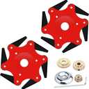 2PCS 6 Steel Razors Trimmer Head Reversible Weed Eater Blades Metal Mn65 Brush Cutter Blades Professional Grass Trimmer Head Replacement with 1 Pack 6 Teeth Adapter Kit for String Trimmers