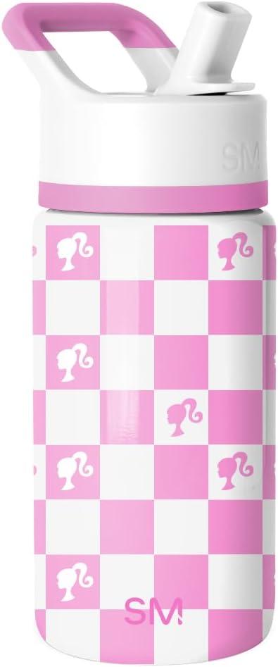 Simple Modern Kids Summit Water Bottle with Straw Lid | Mattel Barbie 14oz Stainless Steel Cup Insulated Tumbler for Girls, School | Barbie Checkmate