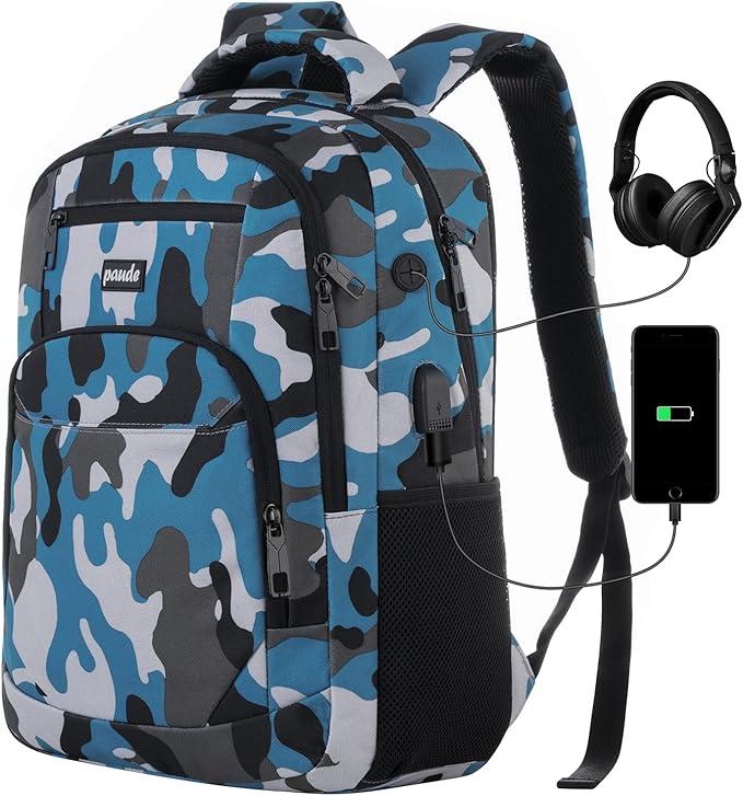 Paude Backpack for Men and Women,School Backpack for Teens,15.6 inch Laptop Backpack with USB Charging port for Business College Travel (Black)