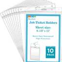 Beebel 10 Pack Job Ticket Holders 8 1/2" x 11" Waterproof Zip Page Protectors Heavy Duty Dry Erase Document Storage Shop Ticket Holders (Clear-Vertical)