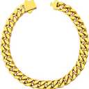 Stainless Steel Bracelet for Men Women, Stylish Cuban Link Bracelets, Black/18K Gold Plated, W:4.8mm/6mm/10mm/14mm, L:19cm/21cm, Come Box