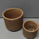 2-Piece Brown Knitted Texture Concrete Planter Set - 6" & 3.9" Indoor Decorative Pots for Plants, Succulents & Flowers | Rustic Farmhouse Home Decor (Non-Drainage Cache Pots)