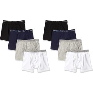 Calvin Klein Kids Boys' Modern Cotton Boxer Brief Underwear 8-Pack (Black, L)