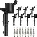 Ignition Coil Pack & Spark Plugs Replacement for 5.4 V8 2004 2005 2006 2007 2008 Ford Lincoln Expedition F150 F250 Super Duty Expedition Explorer Mustang 5.4L, FD508 DG511, Black Boot, Pack of 8
