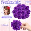 Purple Dahlias Artificial Flowers Bulk, 3.5 Inch Big Fake Dahlias Flowers Heads, 15 Pcs Artificial Silk Faux Flowers Heads for Floral Arrangements, Clothing Accessories, DIY Craft