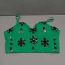 Women's Sexy Rhinestone Bead Bustier Crop Top Club Party Glitter Corset Top Bra (Medium, Green)