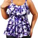 Yonique Women's Plus Size Tankini Swimsuits with Shorts Two Piece Bathing Suits Ruffle Swimsuits Tummy Control Swimwear (Purple Floral, 24W)