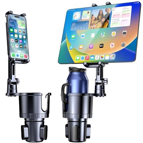 Uniwit Cup Holder Phone Tablet Mount, 2 in 1 Car Cup Holder with Expander Adjustable Long Arm for Car,360°Rotation Phone Tablet Mount Compatible for iPad, All Smartphones and Most Bottles
