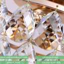 Luupyia Gold Crystal Chandelier Small, Mini Ceiling Light Modern Flush Mount Crystal Chandelier Hallway Overhead Light Fixtures Ceiling for Hallway Bedroom Hall Living Room E26