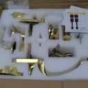 goldenwarm Double Front Door Lock Set, Gold Double Door Handlewith Dummy, Double Classic Front Door Hardware Set with Reversible Wave Handle Lever, Double Entry Door Lock Set