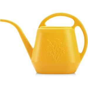 Fasmov 1-Gallon Plastic Watering Can with Comfortable Handle, Garden Watering Cans Long Spout for Indoor Outdoor Watering Plants, Yellow
