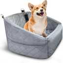 Dog Car Seat for Small Medium Sized Dogs & Cats – Booster Seat with Safety Belt, Non-Slip Bottom, Washable Bed, Storage Pockets – Pet Car Seat for Dogs/ Puppy Cats Under 5-35 lbs (Grey)