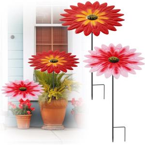 Threehoney 2 Pack Metal Plant Umbrellas for Outdoor Small Plants Shade Cover 12 in Metal Garden Shade Disk Outdoor Garden Umbrella for Potted Live Decor (Pink,Red)