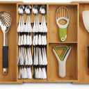 Joseph Joseph DrawerStore Expanding Silverware, Flatware, Utensil & Gadgets Organizer, Expandable in Drawer Space Saving Tray, Bamboo