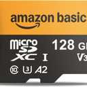 Amazon Basics 128GB microSDXC Memory Card with Adapter for Smartphones, Drones, Cameras, Full HD, Read Speed Up to 200MB/s, 1-Pack