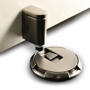 DOOROOM Windproof Door Stopper Indoor Heavy Duty Floor Door Stop Keep Door Open Mechanical No Drilling Door Stopper with Screws and 3M Adhesive, 2 Pack, Grey