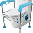 Heavy Duty Aluminum Toilet Safety Rails for Seniors,Adjustable LED Toilet Safety Frame for Elderly,Adjustable Height & Width Safety Rails Support for Most Toilets,Stand Up Assist,665lbs