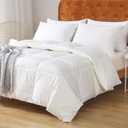 Feathers Down Comforter Queen - 100% Organic Cotton Cover, Medium Warm All Seasons Duvet Insert or Stand-Alone Comforter (90x90, Ivory White)