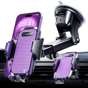 VANMASS Ultimate Car Phone Holder 2025Military-Grade & Strongest Suction Phone Holder for Your CarPatent & Safety Certs Windshield Dashboard Vent Cell Phone Car Mount for iPhone Samsung Android (Purple)