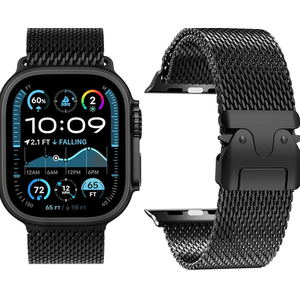 Titanium Milanese Loop Band Compatible with Apple Watch Bands Ultra 2/Ultra 49mm 46mm 45mm 44mm 42mm for Women Men, Parachute-style Buckle Mesh Strap Bracelet for iWatch Series 10 SE 9 8 7 6 5 4 3 2