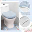 Drydiet 3 Pcs Rose Flowers Bathroom Rugs Set Coquette Room Decor Floral Bath Mat U Shaped Toilet Rug Non Slip Absorbent Floral Bath Carpet (Blue)