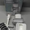 Rotary Cheese Grater Shredder 5-in-1 Tumbling Box Mandoline Vegetable Julienne Slicer Waffle Cutter Nut Chopper with Handle and Strong Suction Base (White)