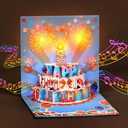 BVB 3D Pop Up Happy Birthday Card with Music, Lights, Sounds, and Songs – Musical Greeting Card for Women, Men, Wife, Husband, Grandma, Grandpa, Daughter, Granddaughter – Customizable for Any Age