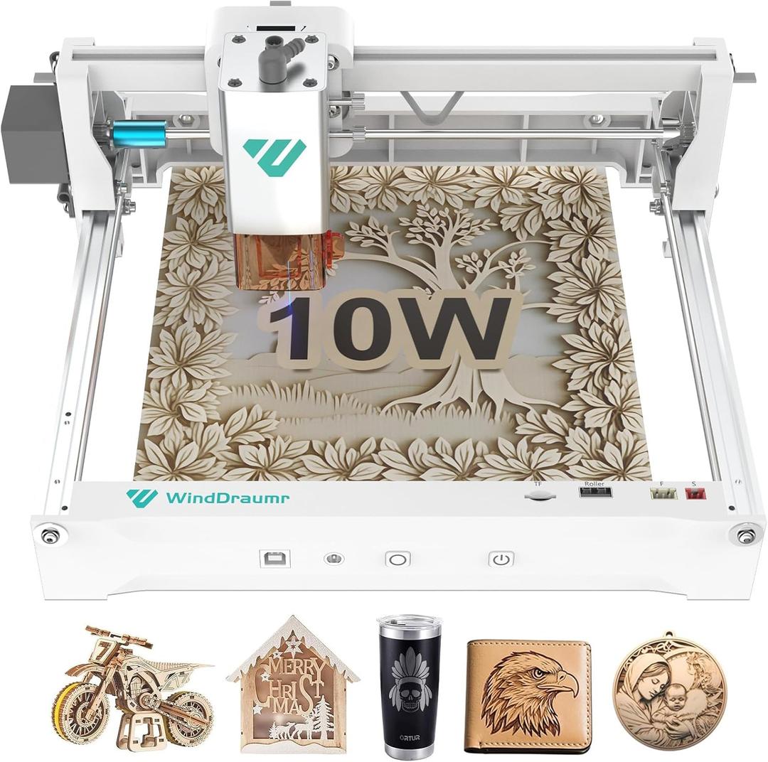 WindDraumr P1 Max Laser Engraver, 10W Portable Laser Engraving Machine,200x150mm Offline Usage with 7000mm/min Fast Laser Cutter and Engraver Tool for Wood Leather Painted Metal Acrylic Glass