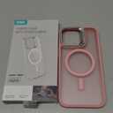 Nvollnoe for iPhone 15 Case Compatible with MagSafe Military Grade Shockproof Heavy Duty Protective Adjustable Kickstand Matte Semi Clear Phone Case for iPhone 15(Pink)