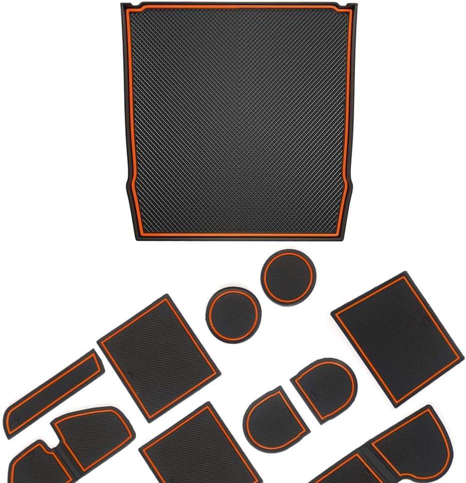 auovo Anti-dust Mats for Subaru Crosstrek and Impreza Accessories 2018-2023 1PCS Dashboard Mat 14PCS for Center Console Cup Holder Coasters Door Slot Liner Mats Pads Car Interior Accessories(Orange)