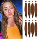 Pre-stretched Braiding Hair - 28 Inch 8 Packs Brown Super Long Braiding Hair For Twist or Box Braids, Yaki Texture Hot Water Setting Synthetic Braiding Hair Extensions (28 Inch, #30-8P)