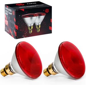 Heat Lamp, 175W Heat lamp Bulbs, PAR38 Infrared Heat lamp, Halogen Heat for Food Service, Brooder Bulb, Chicks, Pet, Bathroom, Light Therapy Use E26 Base, Flood Light Heat Lamp, 2 Pack