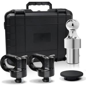 Gooseneck Hitch Ball Kit - 60692 Puck System with 2-5/16-Inch Ball and 2 Gooseneck Safety Chain Anchors Fits for 2013-2024 Ford F250 F350 F450 and Fits for 2016-2024 Silverado Trucks