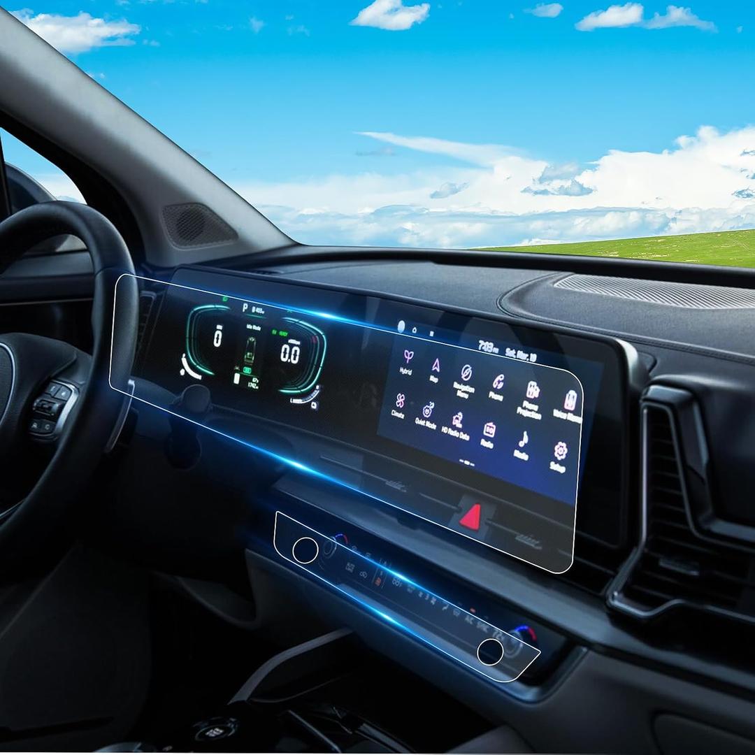 For 4PCS Integrated 2023 2024 2025 Kia Sportage 12.3 Inch Touchscreen & AC Dual Displays High Clarity Screen Protector - Sportage (EX/X-line) Accessories