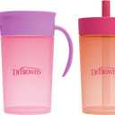 Dr. Brown's Milestones Straw to 360 Convertible Toddler Training Cup Set with Interchangeable Silicone Straw and 360 Degree Cup Lids, Pink Coral, 10 oz/300 mL, BPA-Free, 9m+, 2-Pack