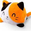 TeeTurtle Reversible Cat Plushie 4-Inch Calico Two-Sided Flip Plush Toy with Embroidered Details - Cute Mini Collectible Plush for Kids, Teens, and Adults