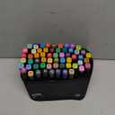 Izzoni 60 Colors Alcohol Markers Set, Dual Tip (Fine & Chisel) Coloring Markers, Permanent Art Drawing Marker for Kids Sketching Adult Coloring with Case and Holders (60 Colors - Black)