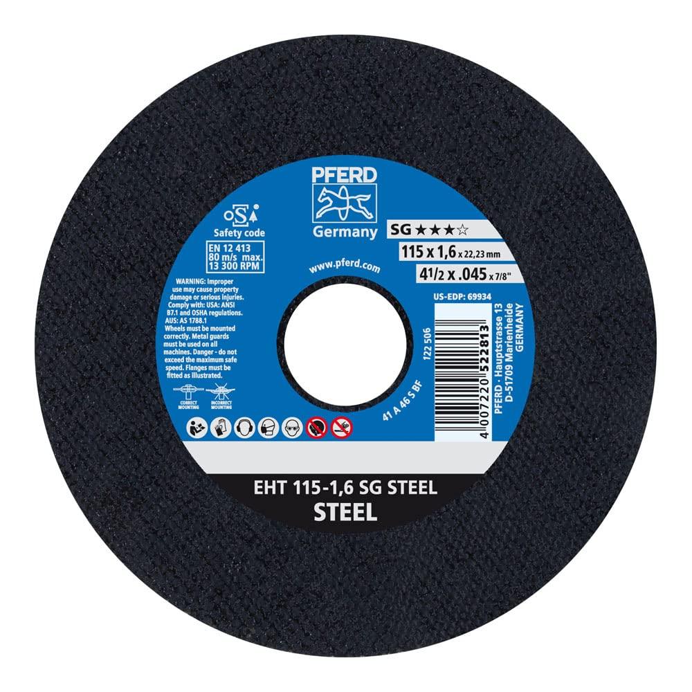 PFERD 69934 Flat Cut-Off Wheel, Type 1, Aluminum Oxide A, 4-1/2" Diameter x .045" Thickness, 7/8" Bore, 13300 Max RPM (Pack of 25)