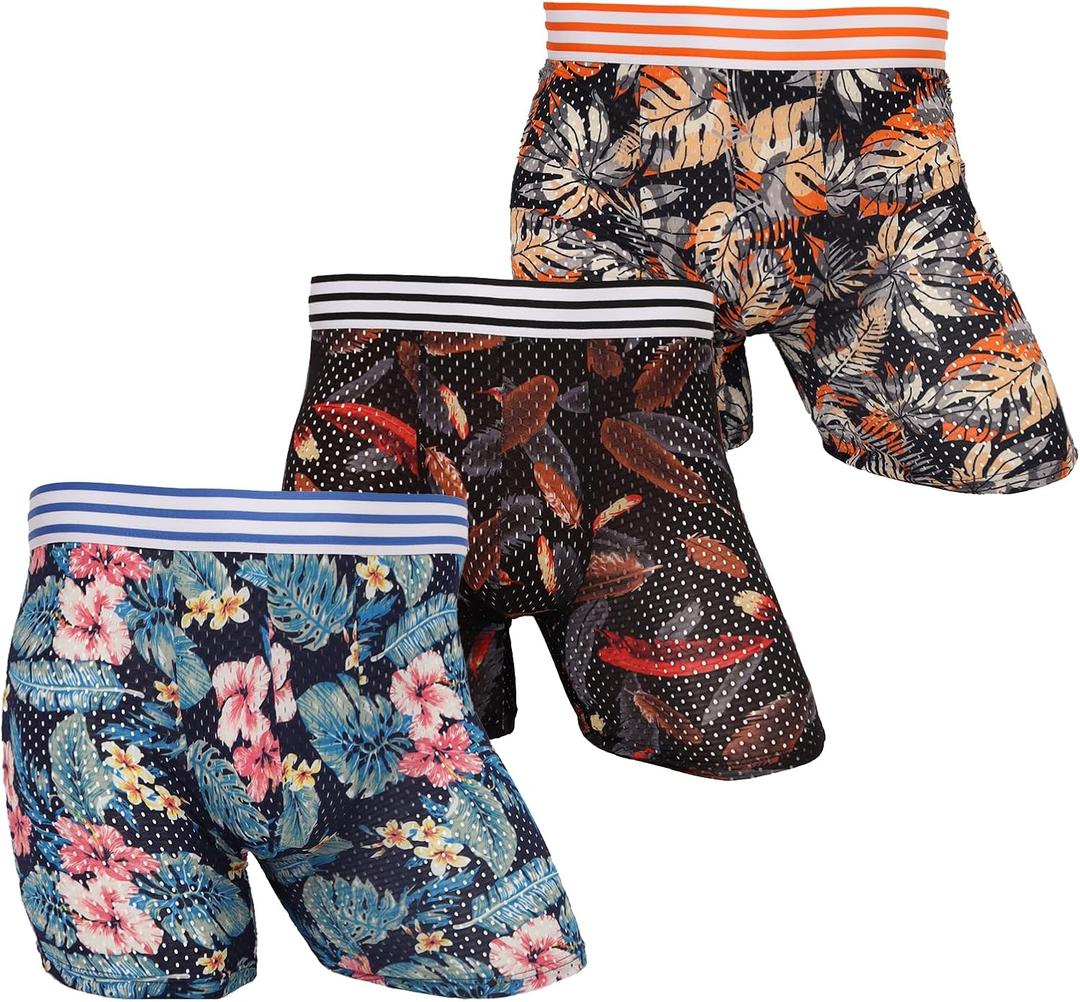 Men's Colorful Mesh Boxer Briefs - Funny Man Underwear, Moisture-Wicking Mens Mesh Underwear, No Ride Up (XX-Large, Color3)