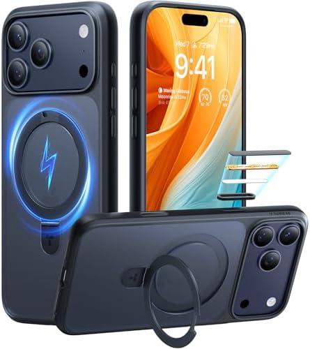 TORRAS Ostand Magnetic for iPhone 17 Pro Max Case, Fit for MagSafe, Sturdy Stand, Military Grade Drop Tested, Camera Control, Translucent Slim Soft Edge Case for iPhone 17 Pro Max 6.9", Black