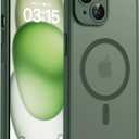 TOCOL Magnetic for iPhone 15 Case, Upgraded Full Camera Protection, Compatible with Magsafe, Drop Protection, Translucent Matte Back Bumper Phone Cover 6.1Inch (Alpine Green)