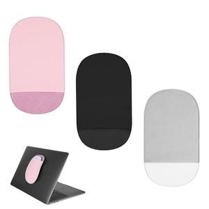 Chanumetal 3 Pack Mouse Pouch for Laptop, Universal Mouse Holder for Laptop Reusable Adhesive Slim Pouch Stick-On Compatible with Computer Office Home Storage (Grey,Black,Pink) (Oval)