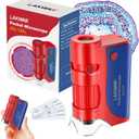 2 x 60x-120x Mini Pocket Microscope for Kids Adults, Portable Handheld Microscope with Microscope Slides, Miniscope Portable Microscope for Kids Little Scientist Students School Minilabsters Education