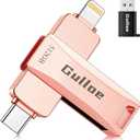 Gulloe 512GB iPhone Flash Drive for Photos, Memory Stick Storage File Backup, Compatible with iPhone iPad Android PC, Plug and Play, No Application Required (Rose Gold)