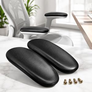 Office Chair Replacement Armrest Arm Pads Caps Fit Univeral Desk Chair Arms 4" Mounting Hole with Mounting Hole Patterns Screws (1 Pair) Black