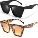 FEISEDY Vintage Square Cat Eye Sunglasses Women Trendy Cateye Sunglasses B2473