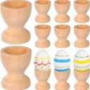 NUOBESTY 15 Pcs Unfinished Wooden Egg Cups, DIY Painting Wood Holder Stand for Easter Crafts, Single Decorative Display for Boiled Eggs